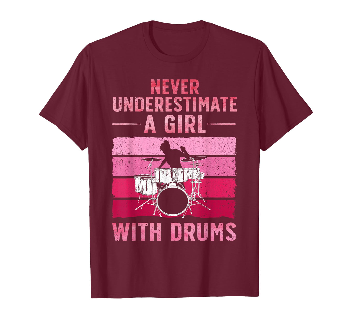 Funny Drummer Art for Girls Women Drumming Drum Set Drummer T-Shirt
