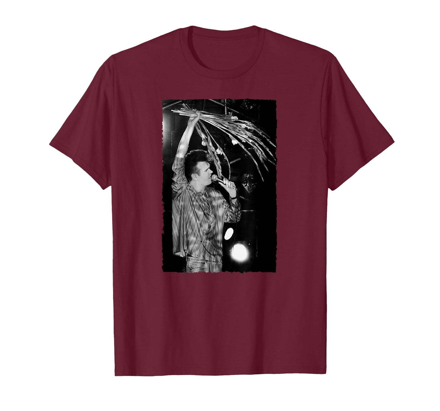 Morrissey of The Smiths Live with Flowers by Stephen Wright T-Shirt
