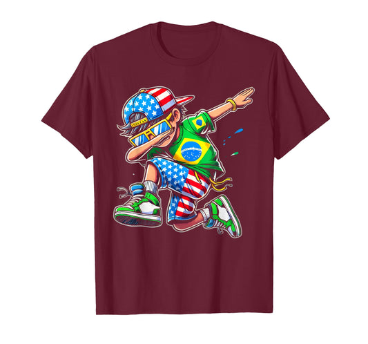 Half American Half Brazilian USA Flag Brazil America T-Shirt