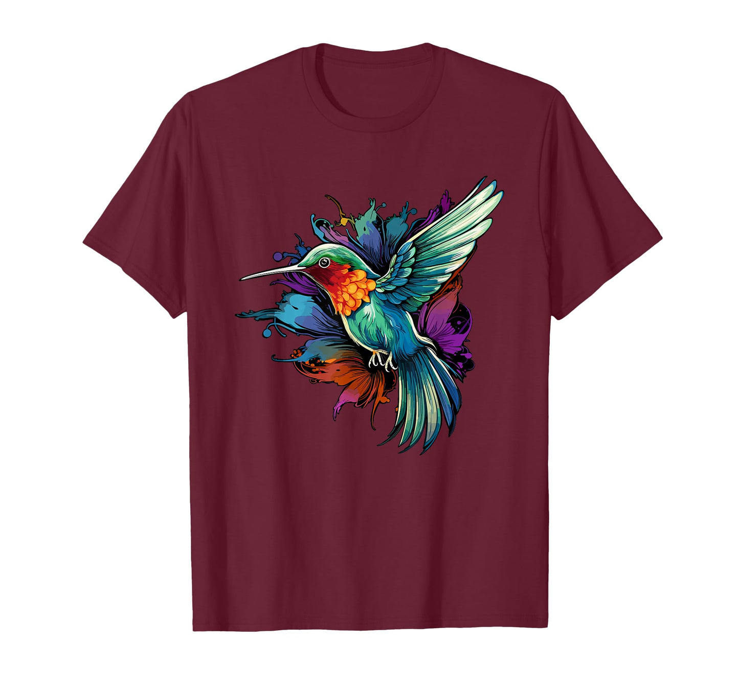 Colorful Hummingbird Art Tie-Dye Bird Watching T-Shirt