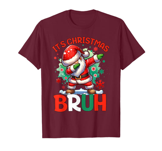 Bruh Dabbing Funny Christmas Holiday Santa Claus Xmas Boys T-Shirt