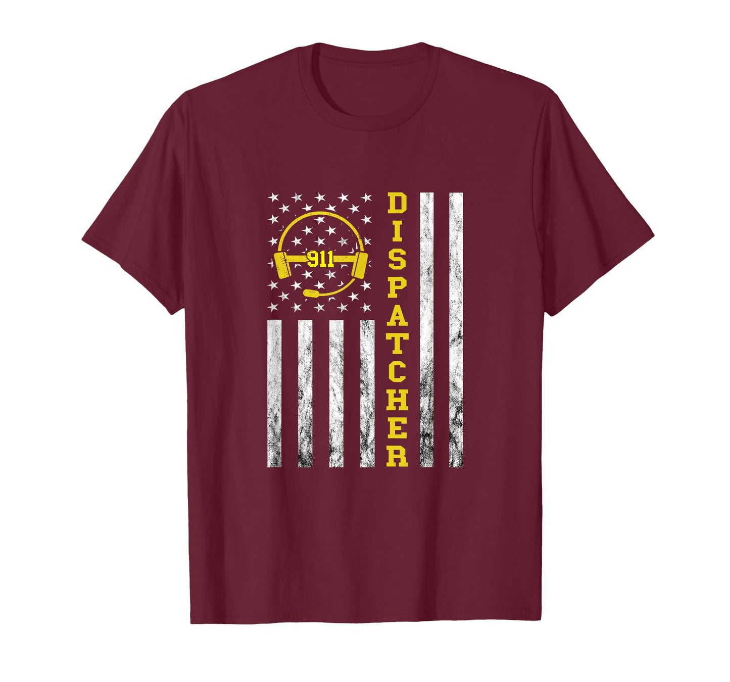 Dispatcher Vintage America USA Flag Headset 911 Operator T-Shirt Small