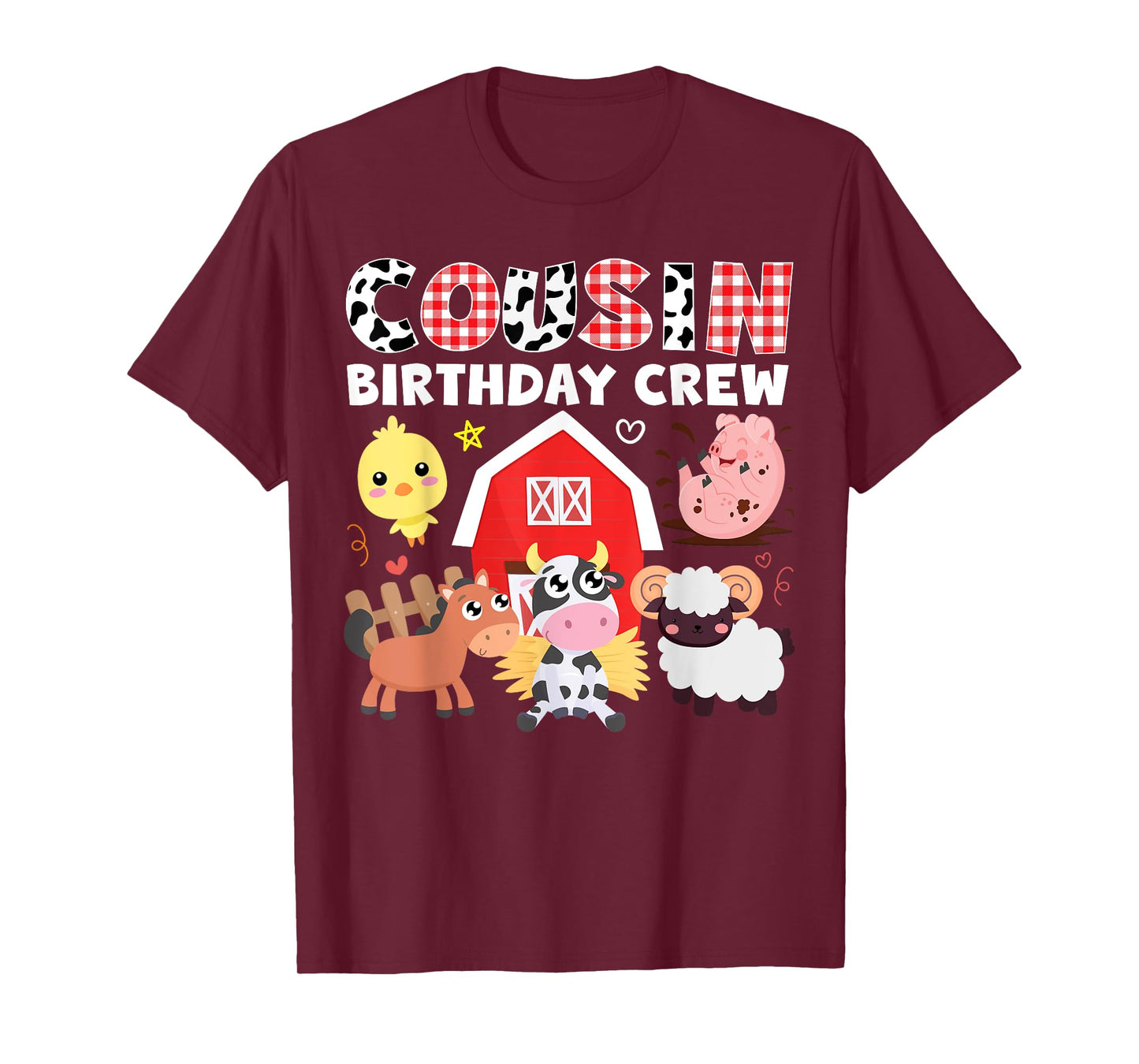 Cow Cousin Birthday Crew Farm Theme Animals Birthday Party T-Shirt