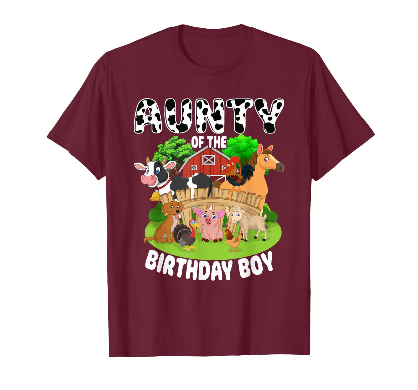 Aunty of The Bday Boy Farm Animals Matching Farm Theme T-Shirt