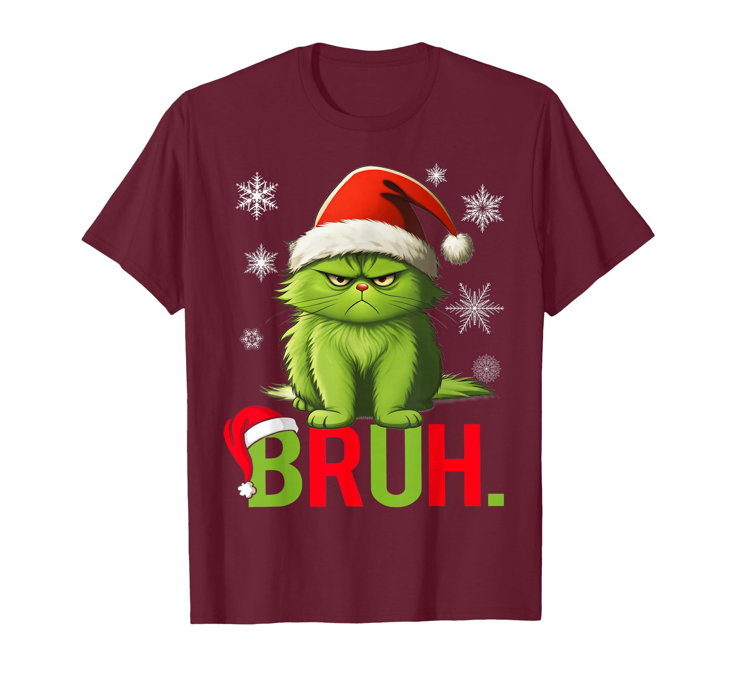 Christmas Green Cat Bruh Funny Xmas Meme Women Girls Kids T-Shirt