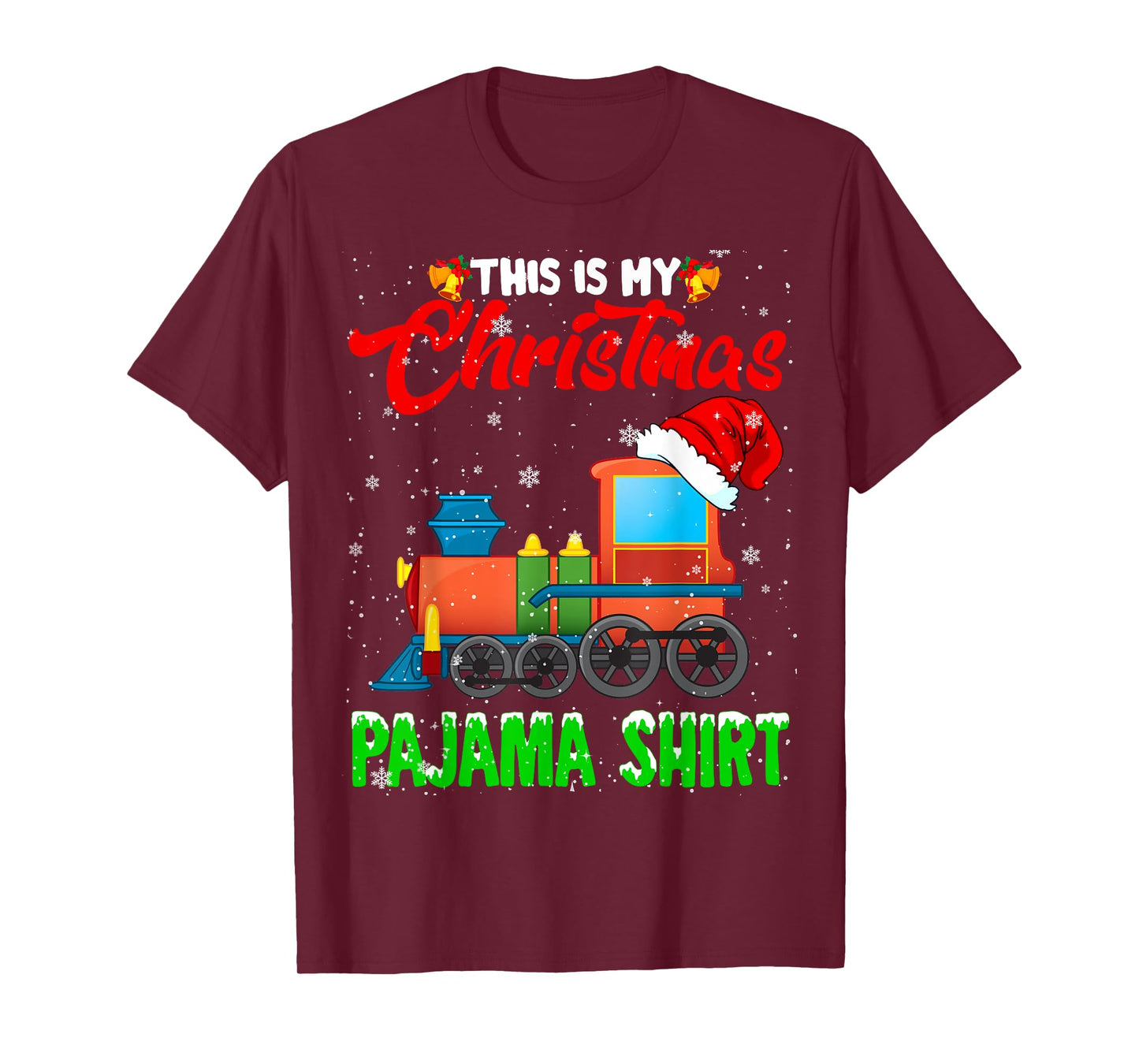 Christmas Pajama Funny Santa Train Farmer Kids Christmas T-Shirt