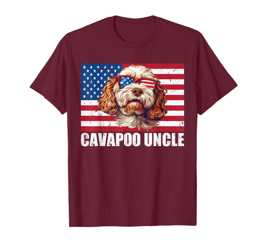 Cavapoo Uncle US Flag Puppy Lover Dog Owner 4th of July T-Shirt for Women Kids Men