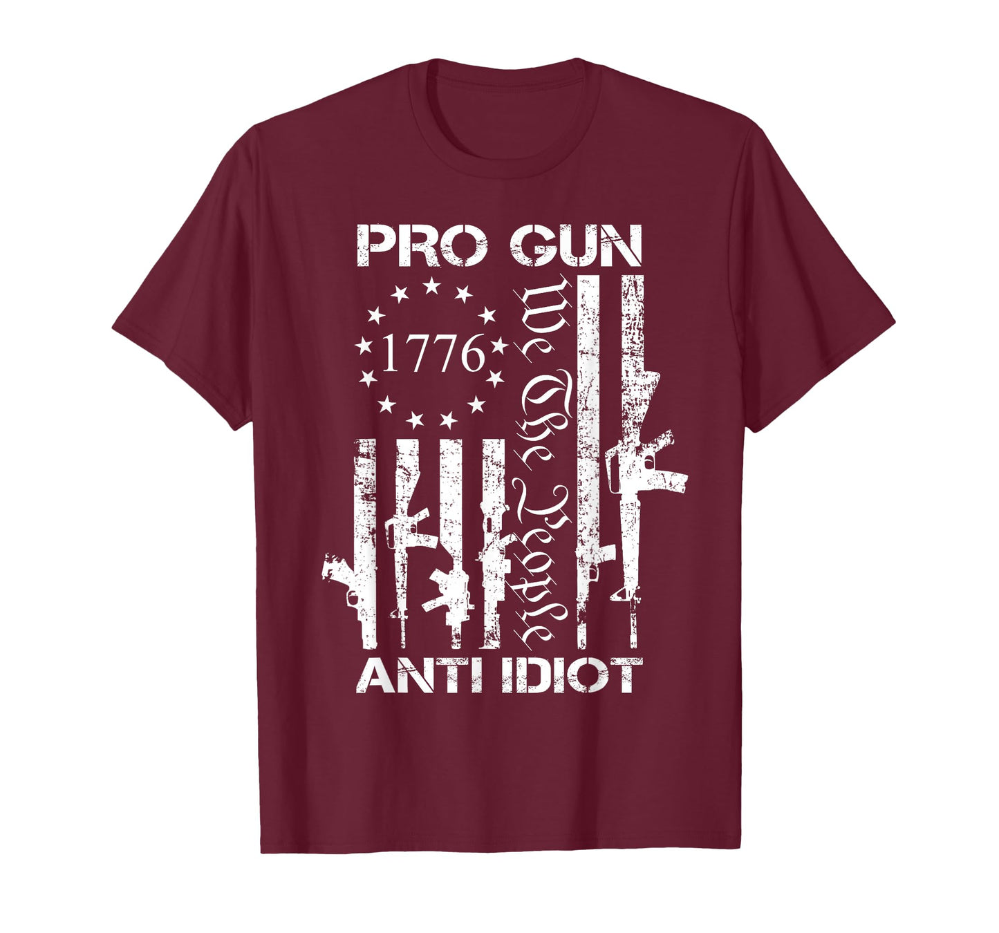 Pro Gun Anti Idiot - 2nd Amendment Pro Gun Rights USA Flag T-Shirt