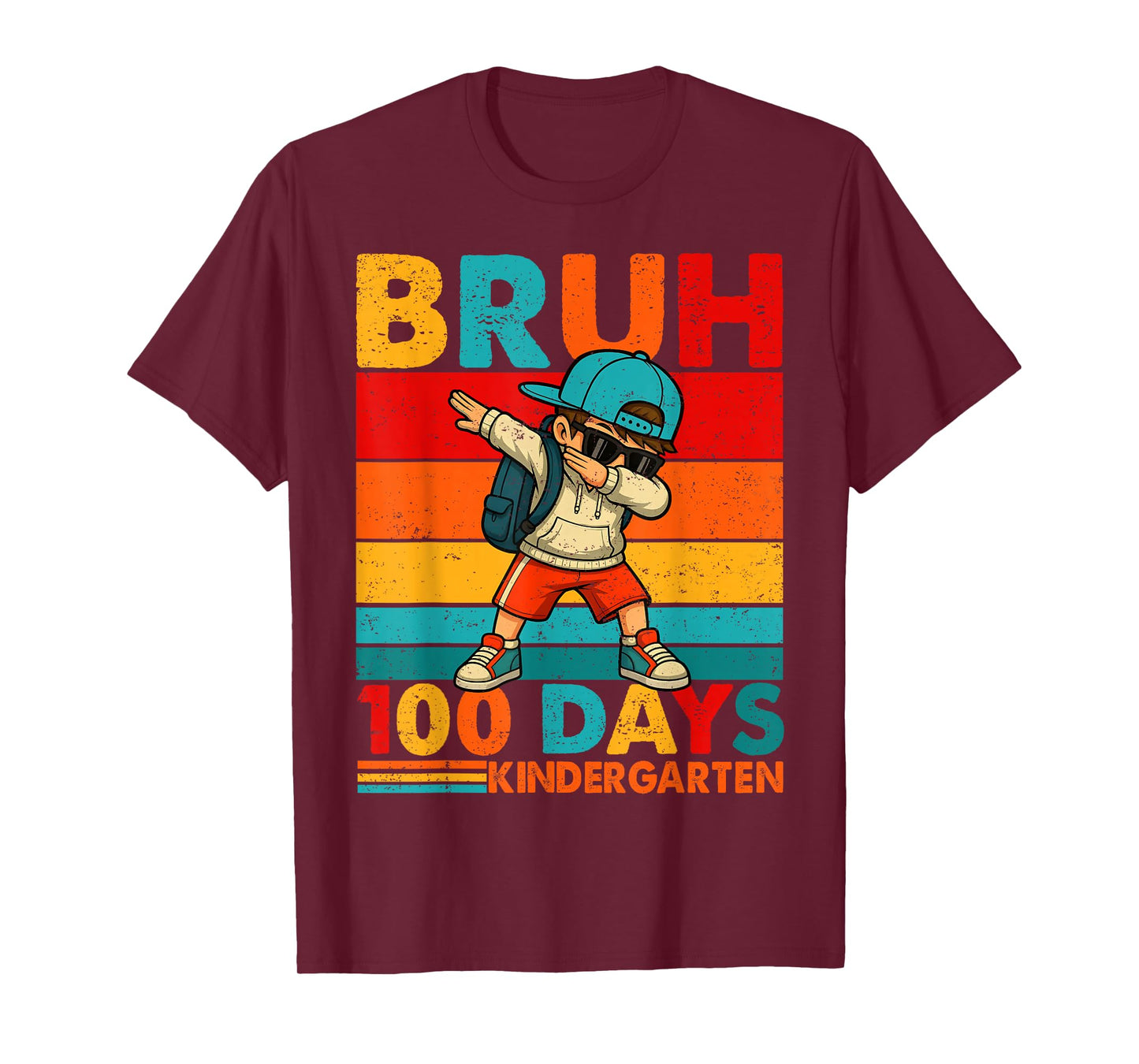 Bruh 100 Days Kindergarten Dabbing Boy 100th Day of School T-Shirt