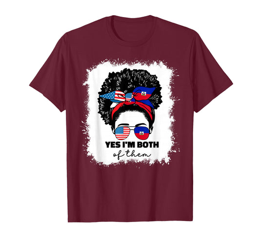 Half Haitian And American America Haiti Usa Flag Girl Afro T-Shirt