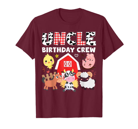 Cow Uncle Birthday Crew Farm Theme Animals Birthday Party T-Shirt