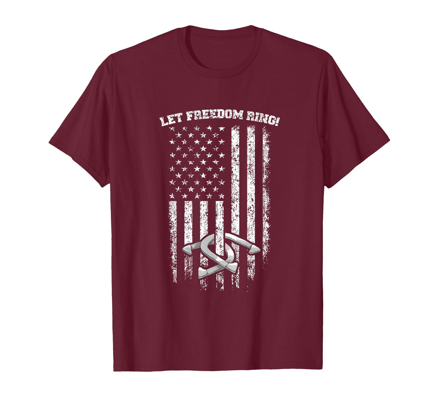 Horseshoes Pitching Patriotic Distressed American Flag Gift T-Shirt for Women Kids Men