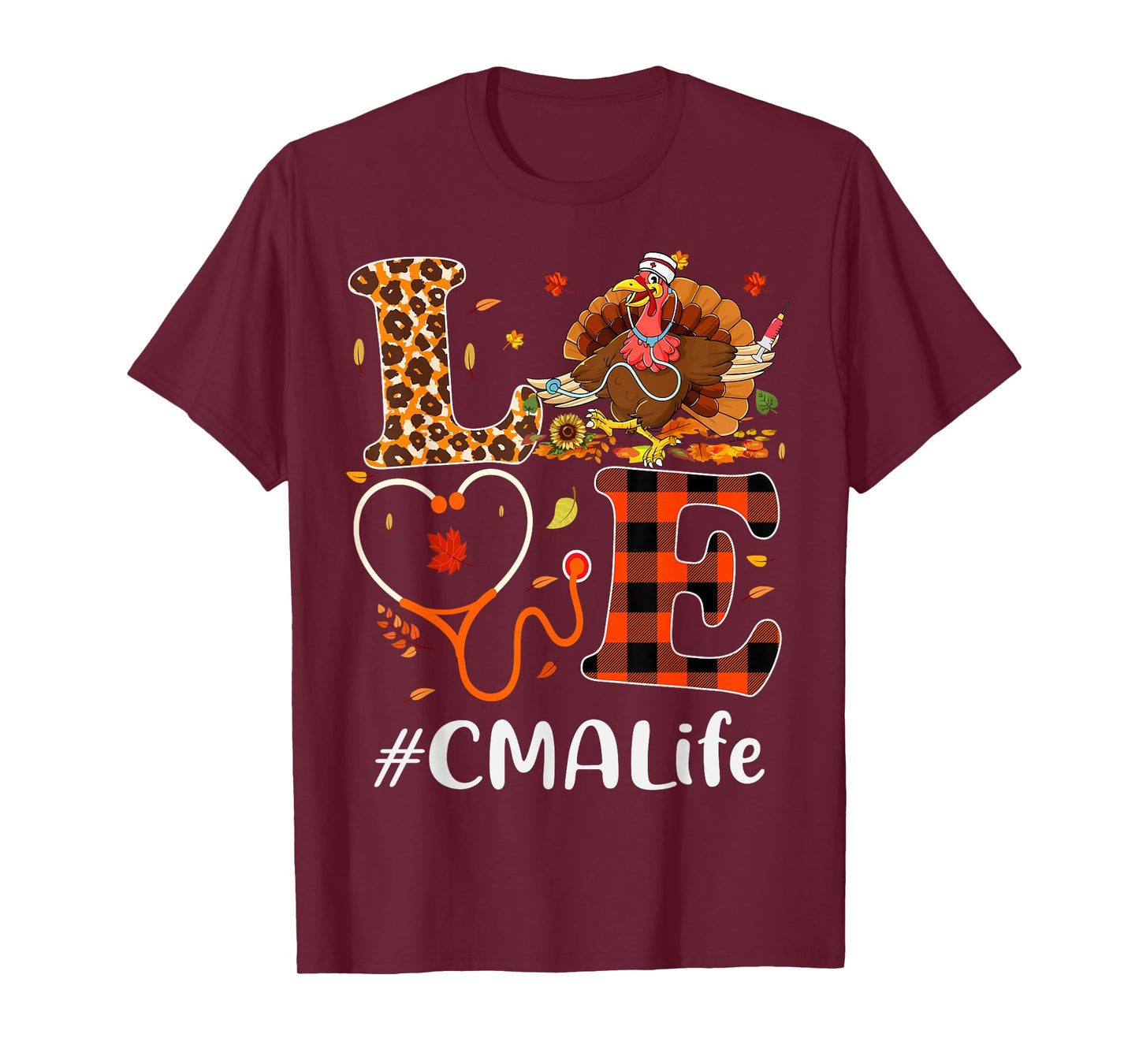 CMA Certified Medical Assistant Love Thanksgiving Leopard T-Shirt