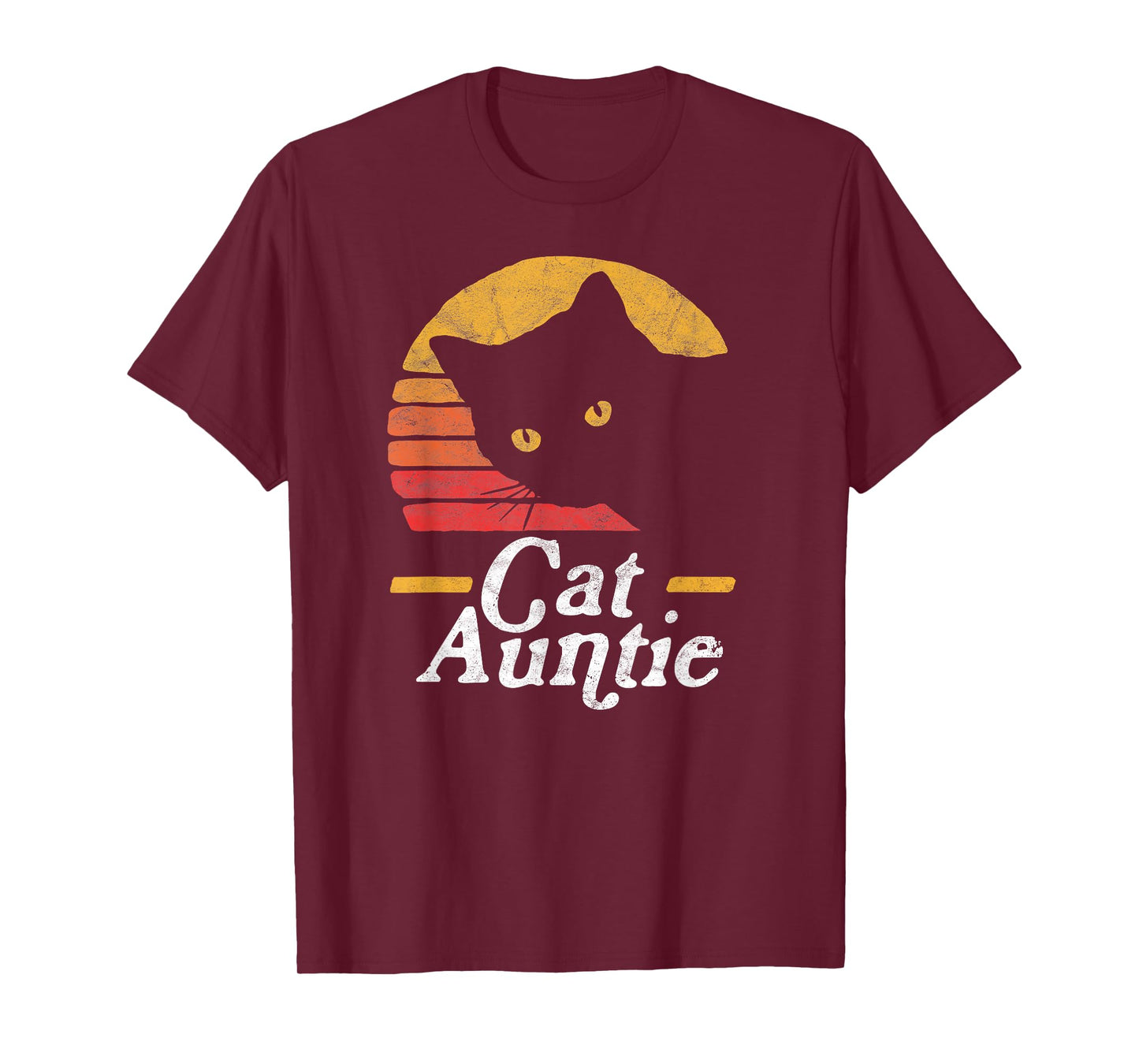 Cat Aunt Vintage Eighties Style Sun Cat Retro Distressed T-Shirt