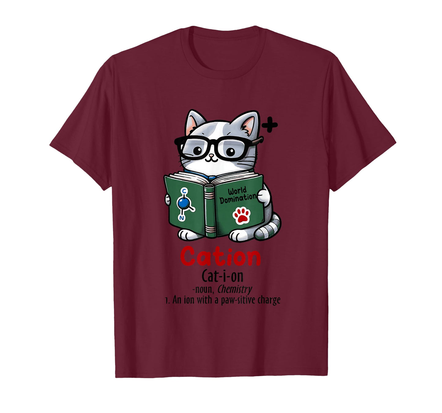Cation Cat Nerd Chemistry Pun Design T-Shirt