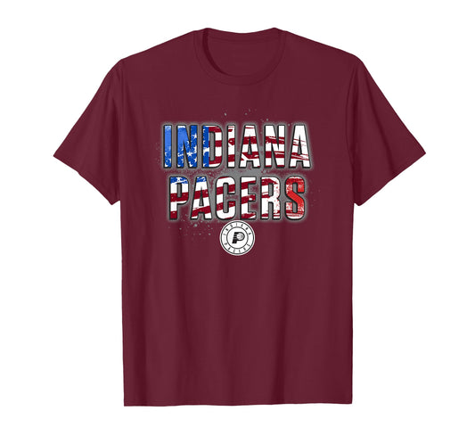 NBA Indiana Pacers American Flag Distressed Paint Spill T-Shirt