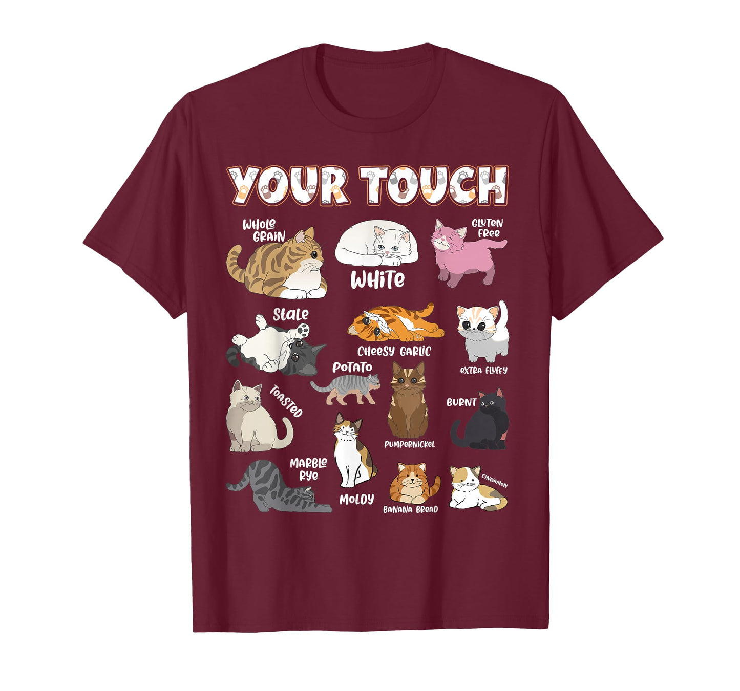Bread Cats Variety Punny Cartoon Kitty Design T-Shirt