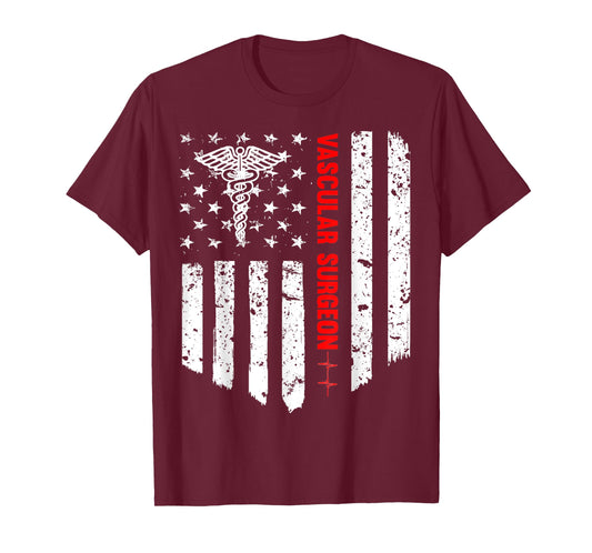 Vascular Surgeon American Flag Patriotic Medicine Gift Women Men T-Shirt