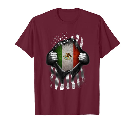 Mexico USA Flag Mexican American T-Shirt for Women Kids Men