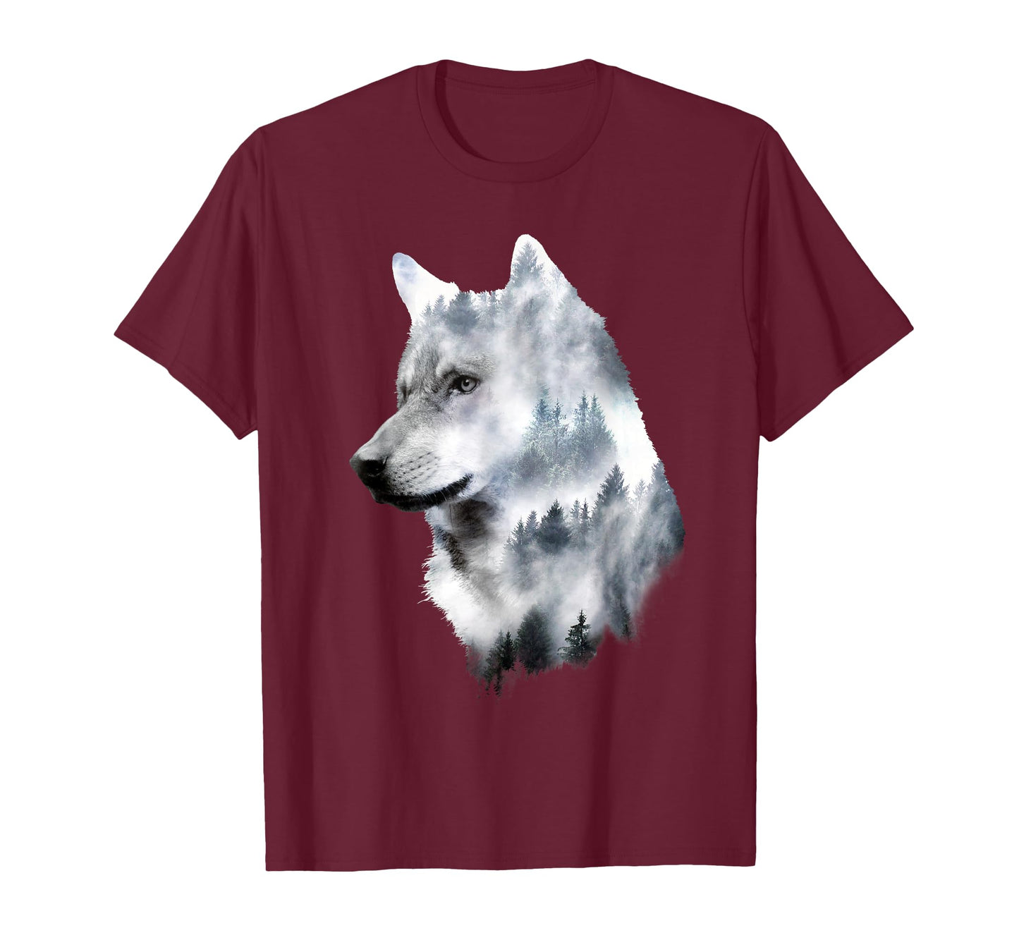 Double Exposure Wolf Wolves Lover Gift Artsy Animal Wildlife T-Shirt