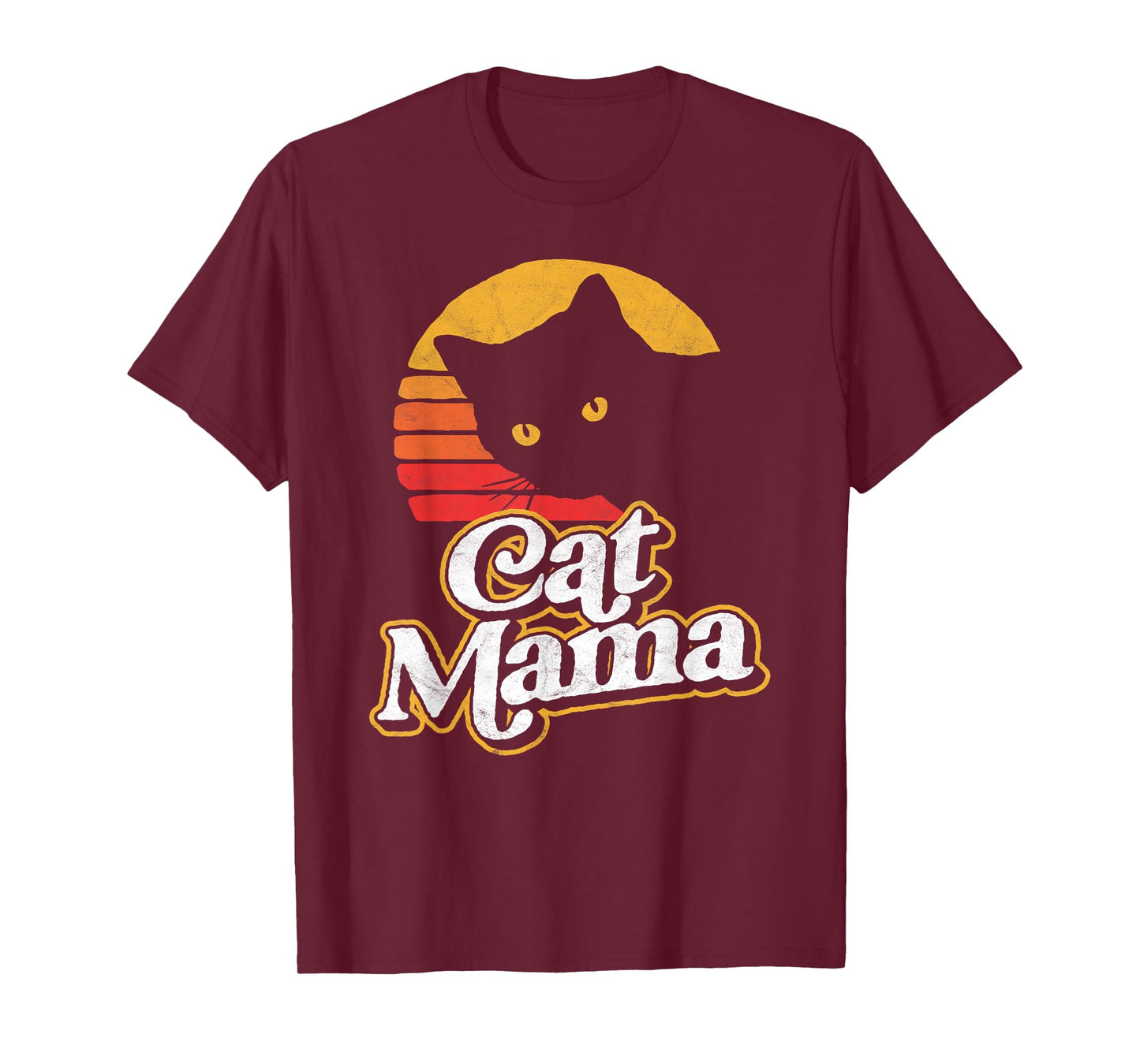 Cat Mama Vintage Eighties Style Cat Retro Distressed T-Shirt