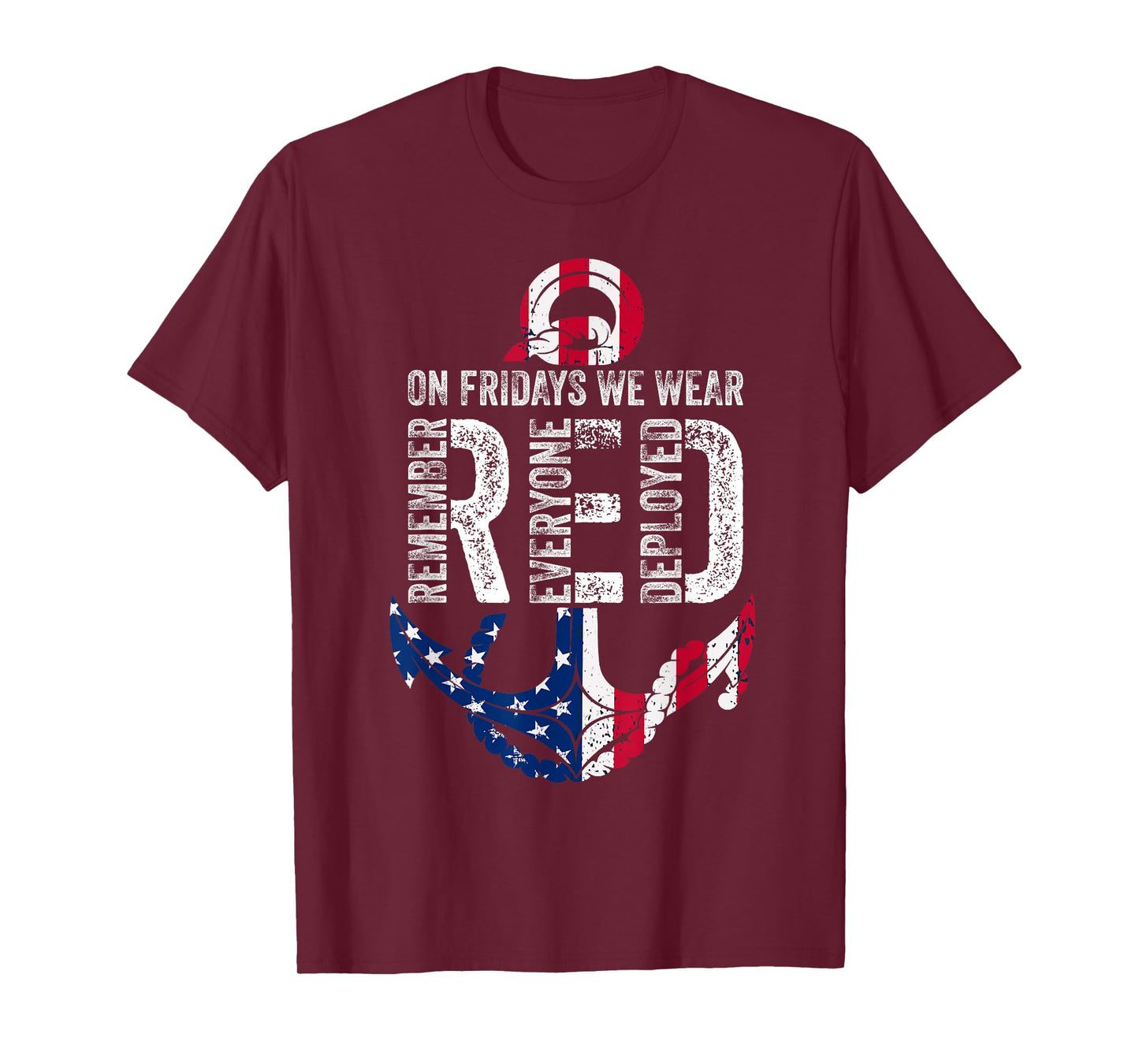 On Fridays We Wear Red Remember Everyone Deployed Navy T-Shirt