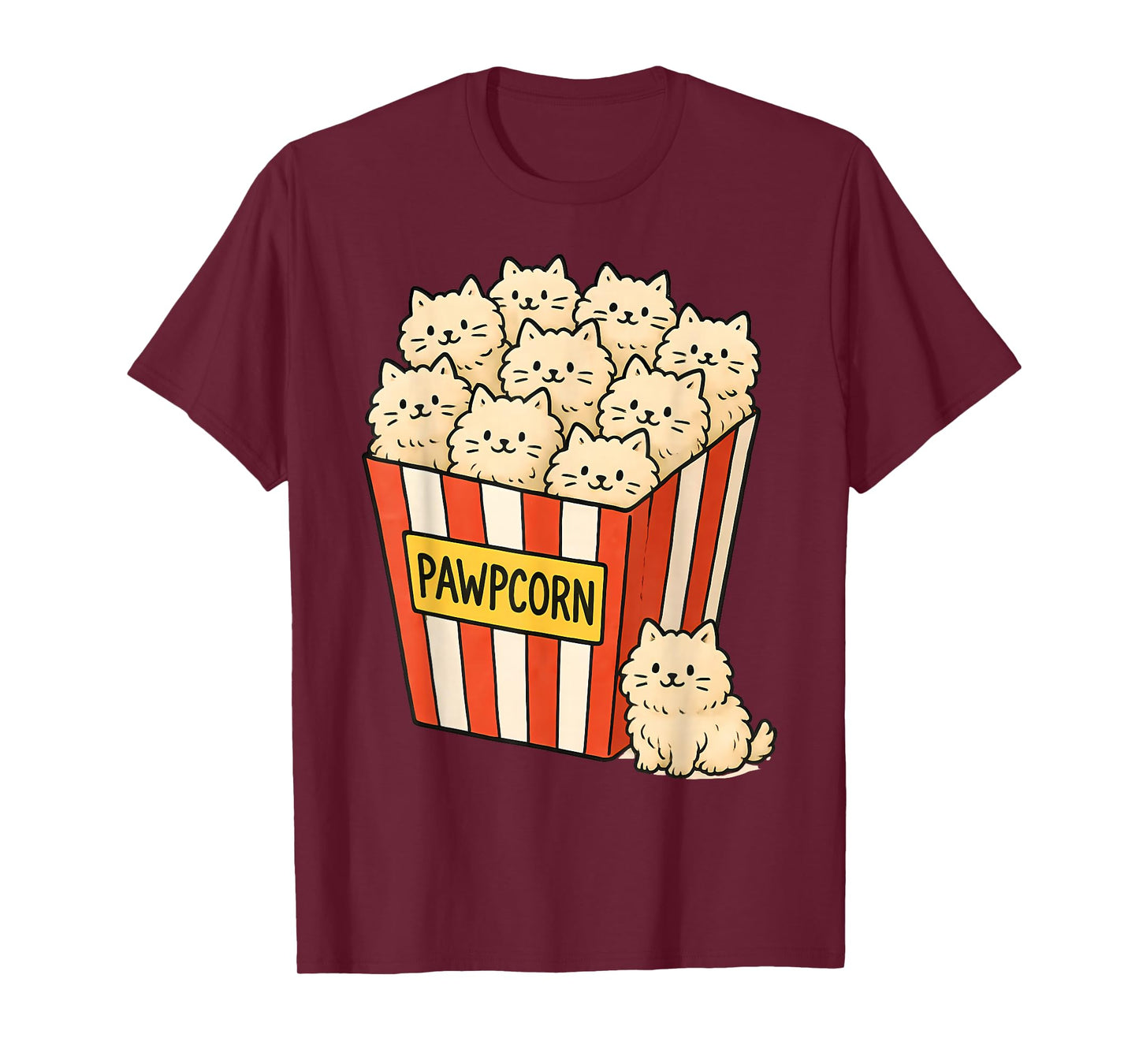 Funny Cat Owner Pawpcorn Popcorn Pun Cute Kittens Cat Lover T-Shirt