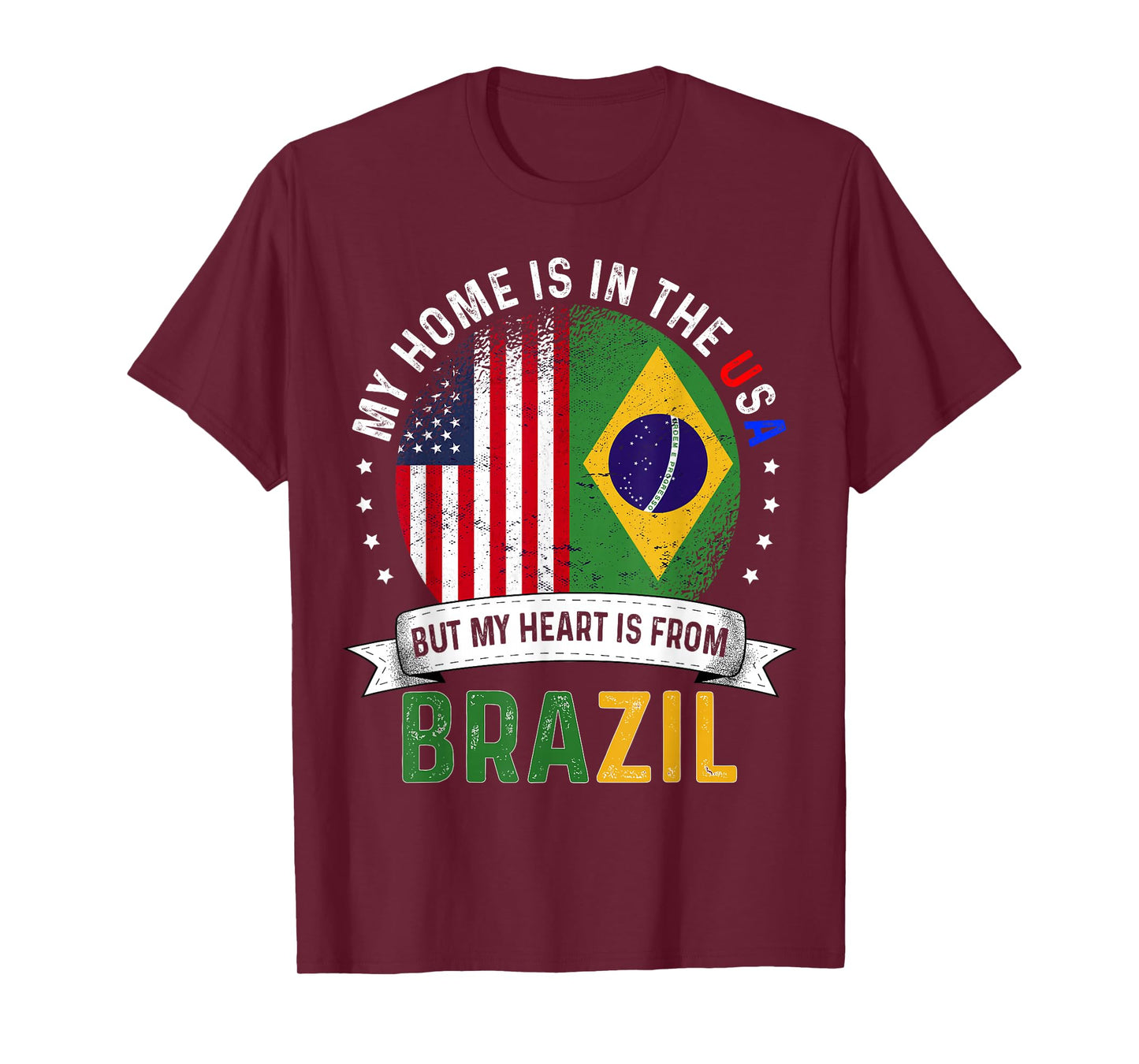 Brazilian American Patriot Heart is from Brazil Flag T-Shirt