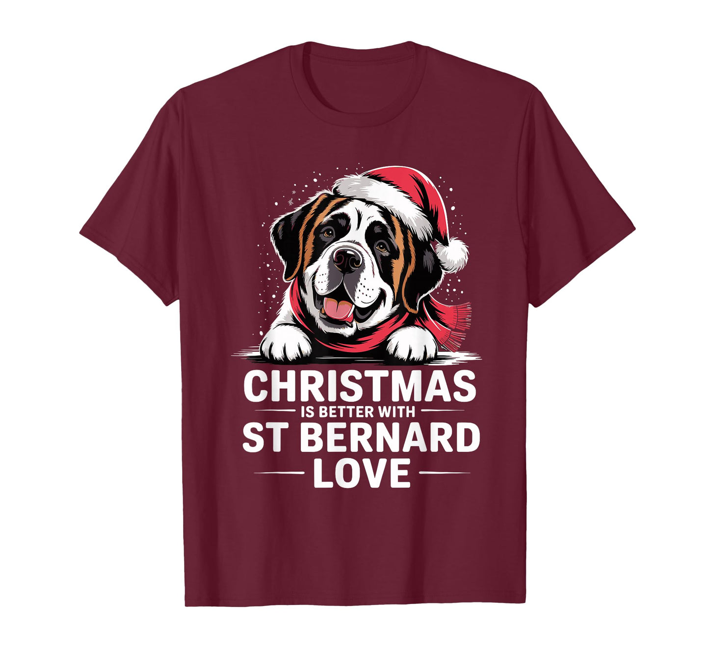 Cute Xmas Puppy Christmas is Better with Saint Bernard Love T-Shirt