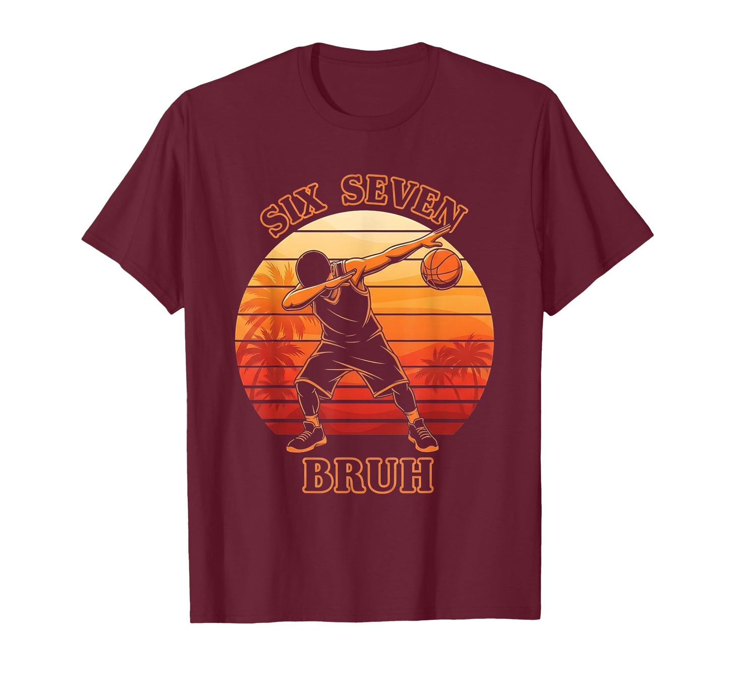 Dabbing Basketball Ball 67 Meme Bruh Funny Boys Sports Retro T-Shirt