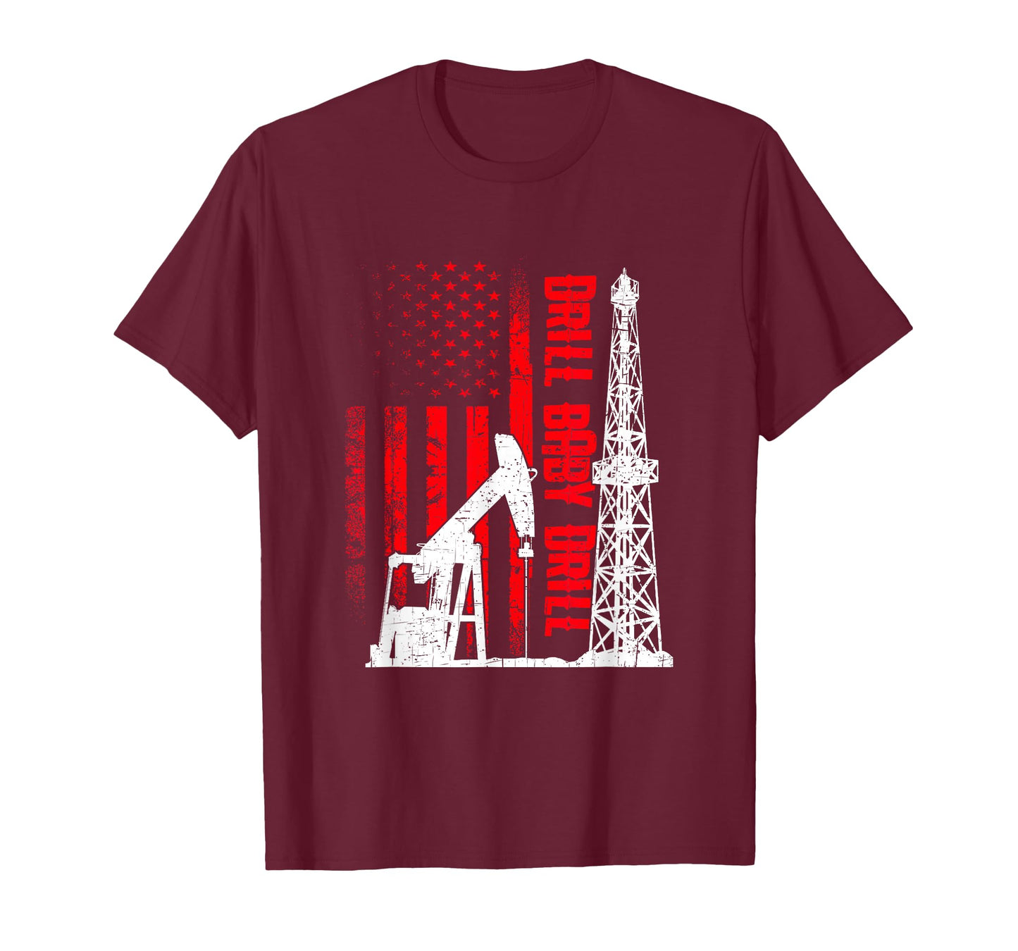 American Flag Oil Drilling Design Drill Baby Drill T-Shirt for Men - Black, Small