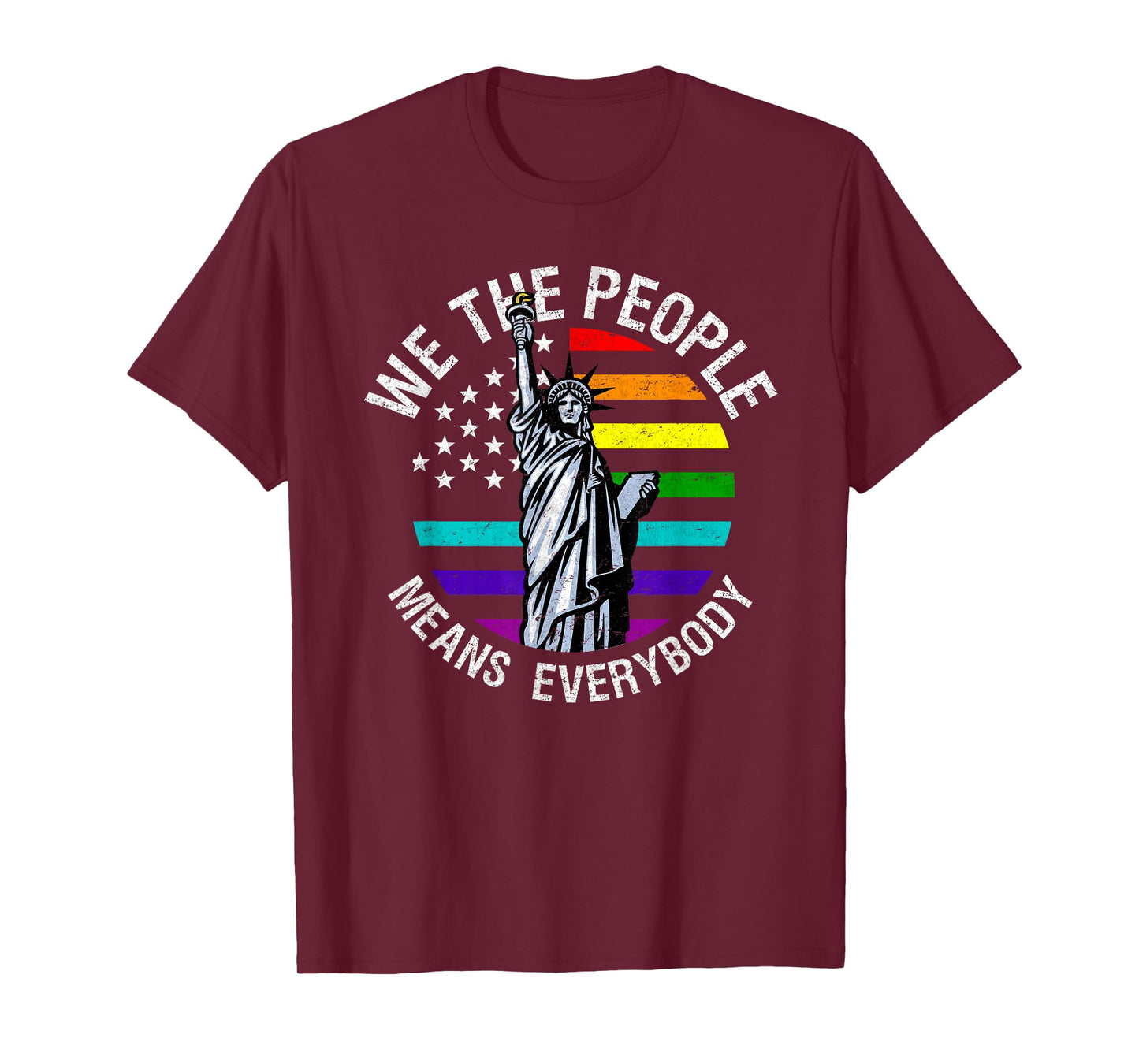 We The People Means Everyone Vintage LGBT Gay Pride Flag T-Shirt