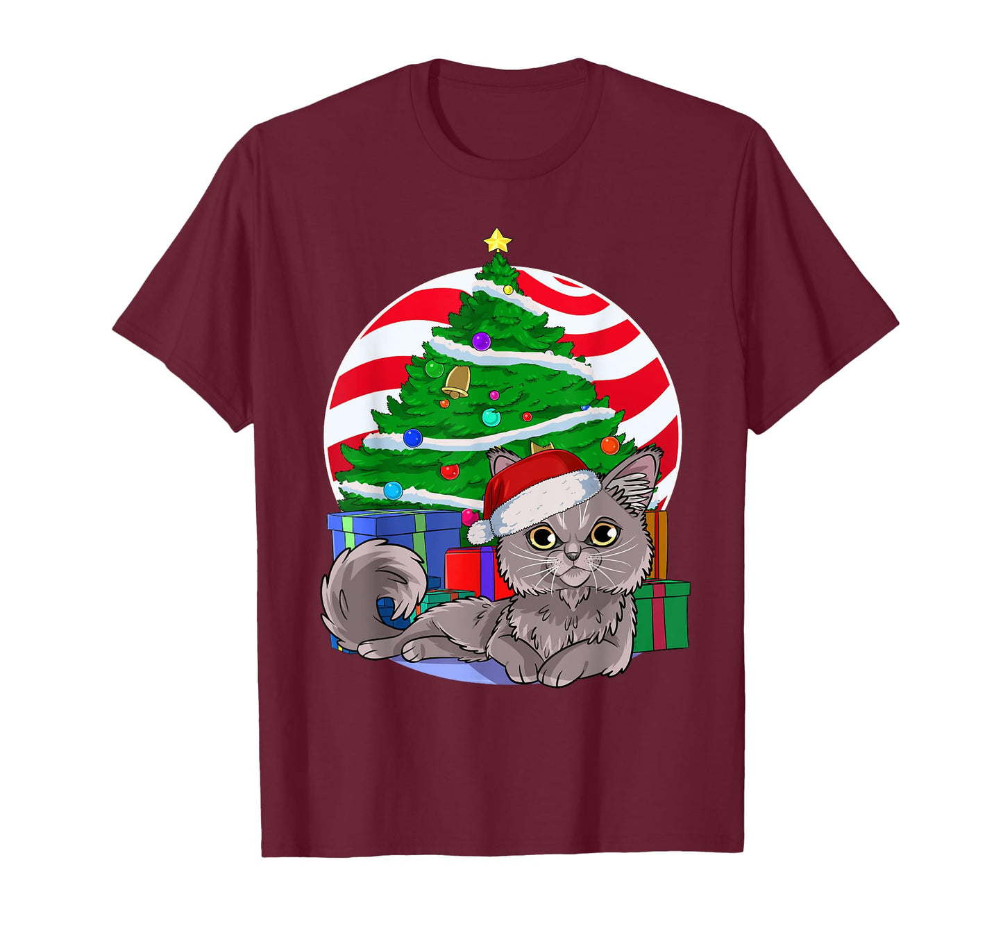 Nebelung Cat Cute Santa Christmas Tree Xmas Decor T-Shirt
