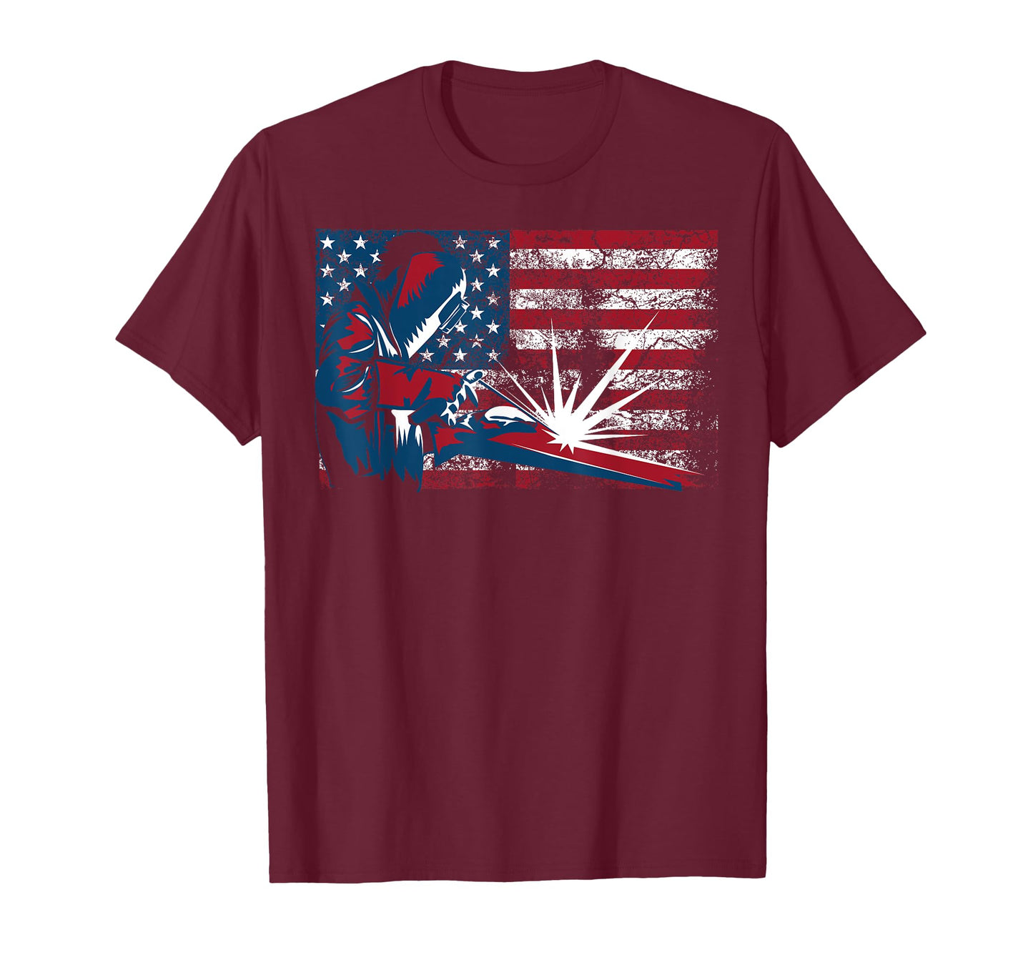 Welder American Flag | Cute Lit Operator Funny US Gift Women Girls Kids Men T-Shirt