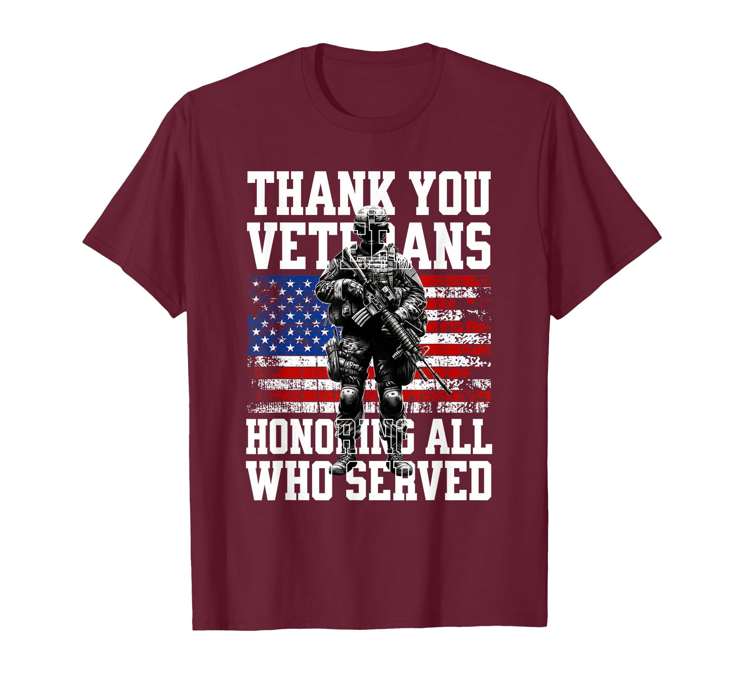 Honoring All Who Served Thank You Veterans USA American Flag T-Shirt