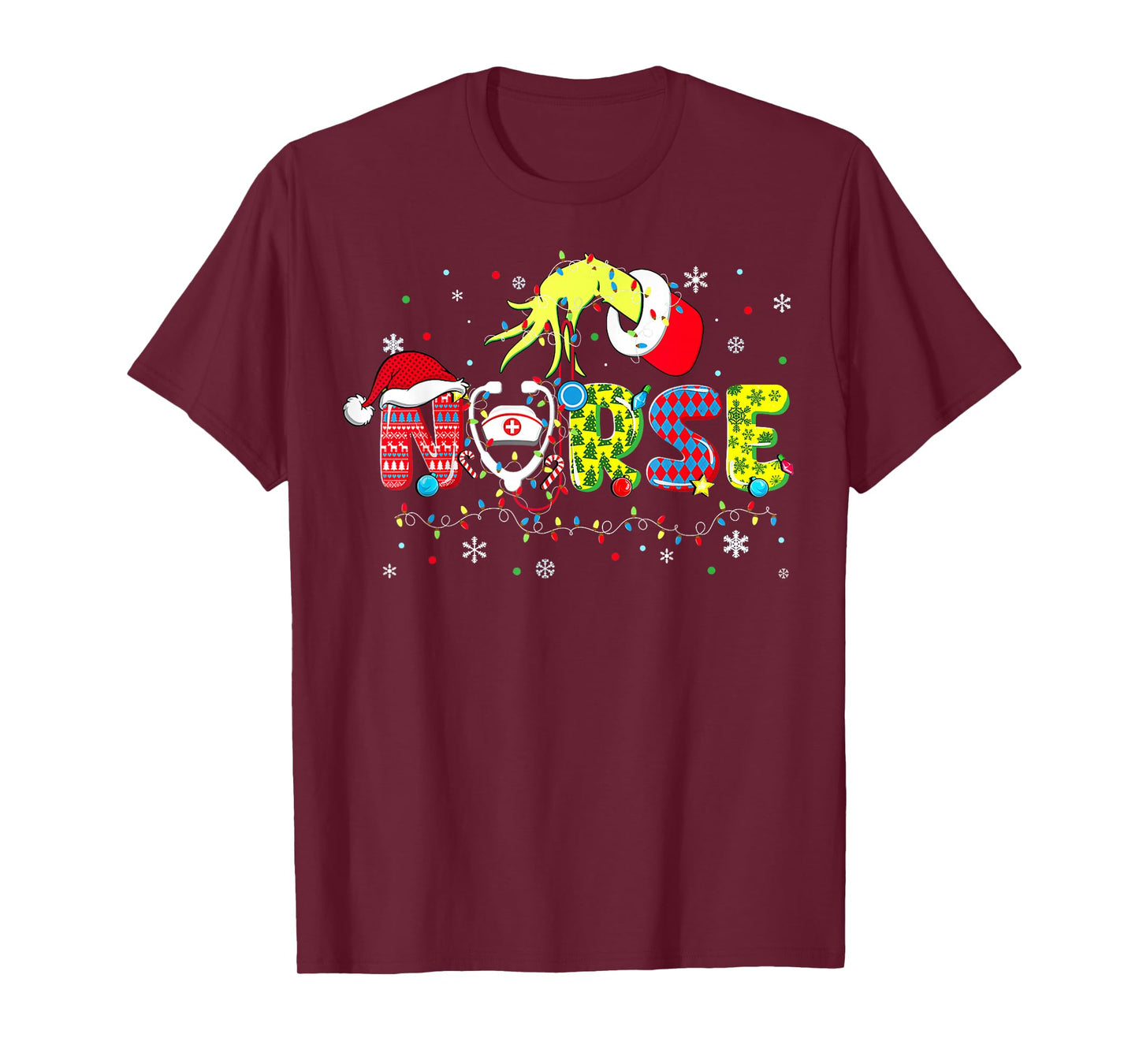 Groovy Nurse Christmas Xmas Santa RN CNA ICU Scurb Men Women T-Shirt