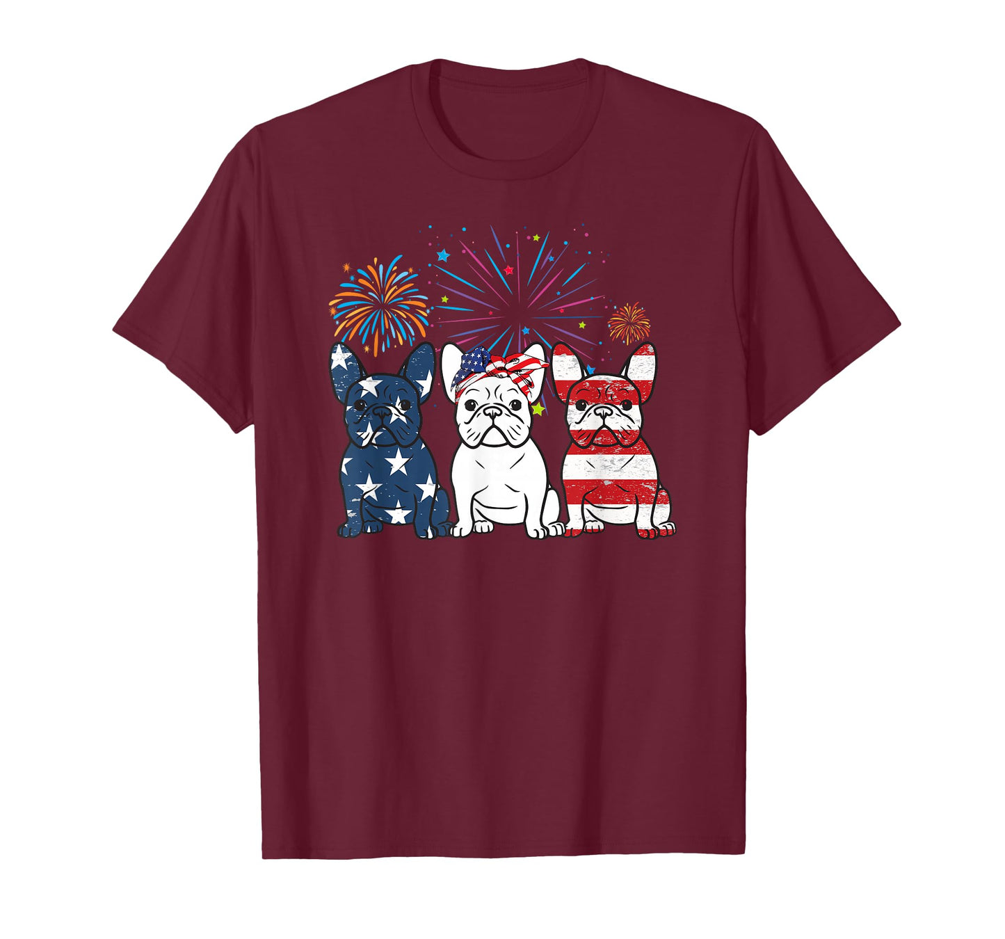 French Bulldog American Flag 4th of July Independence Day T-Shirt