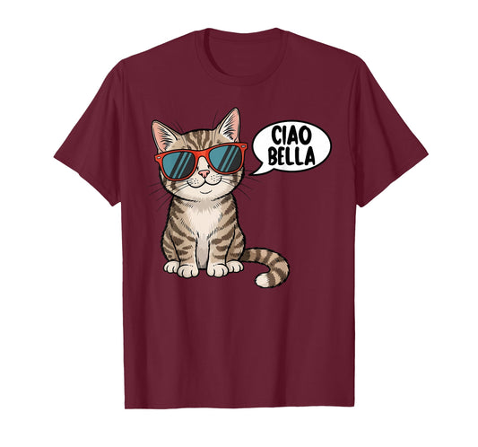 Ciao Bella Cat With Sunglasses T-Shirt
