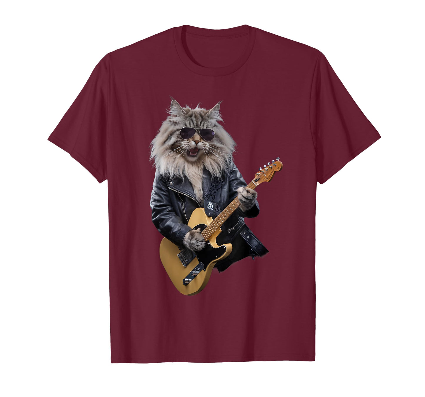 Cat Playing Guitar Rock Star Rock and Roll For Men Women Kid T-Shirt