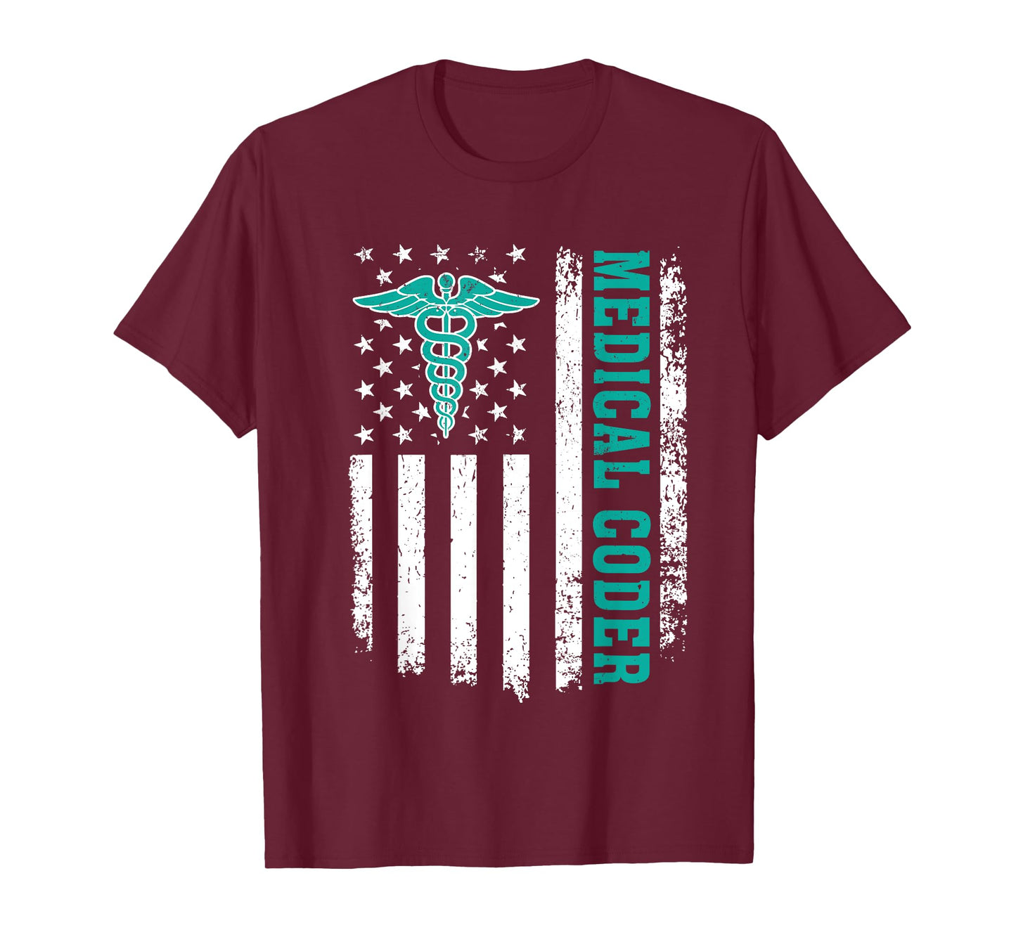 Medical Coder American Flag Medical Coding Clinical Coder T-Shirt
