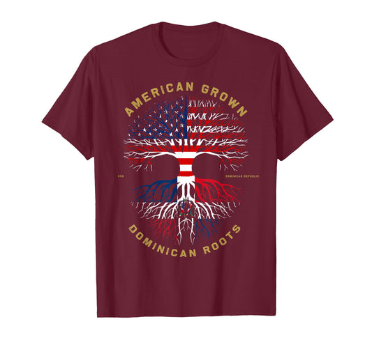 American Grown with Dominican Roots Tree USA Flag Gift T-Shirt