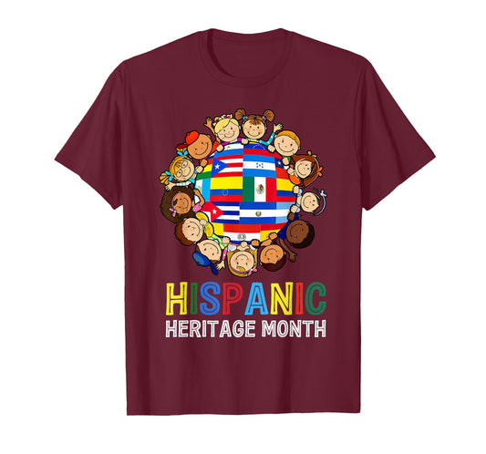 Hispanic Heritage Month Earth Childs Latin Flag Boy Girl Kid T-Shirt