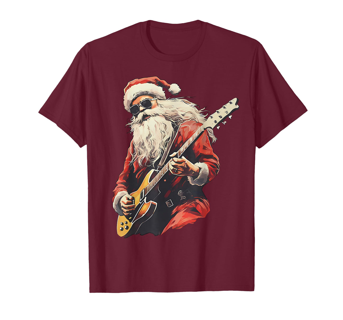 Retro Christmas Santa Playing Rock Guitar Xmas Holiday T-Shirt