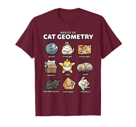 Basics of Cat Geometry Funny Cat Shapes Design T-Shirt