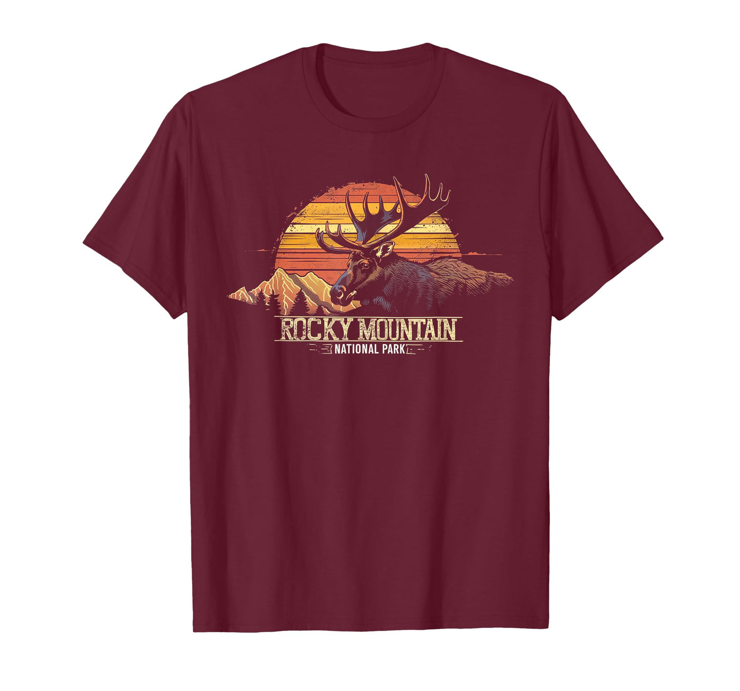 Rocky Mountain US National Park Vintage Men Women Kids Retro T-Shirt