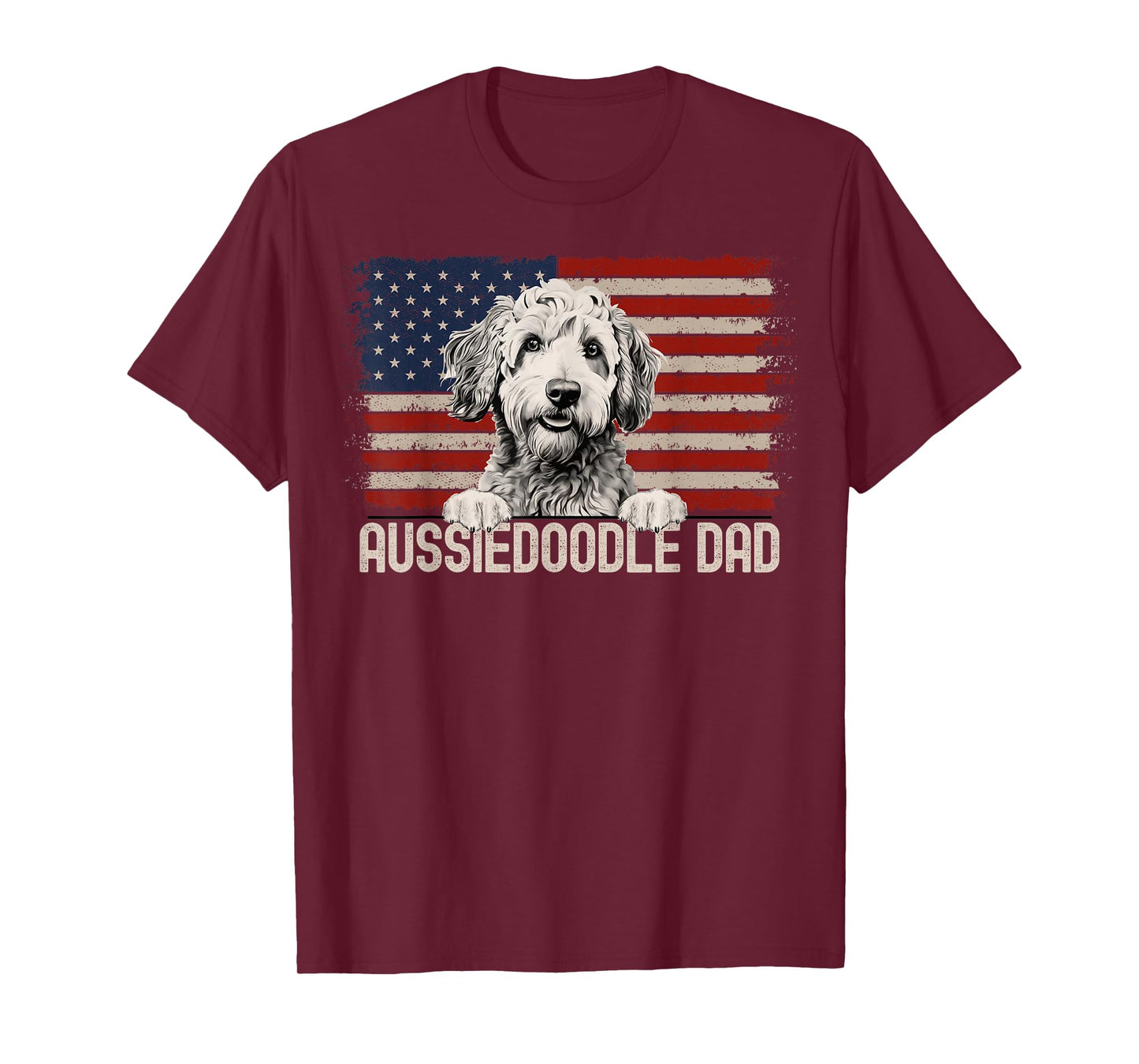 Best Dog Dad Ever American Flag - Aussiedoodle Dad T-Shirt