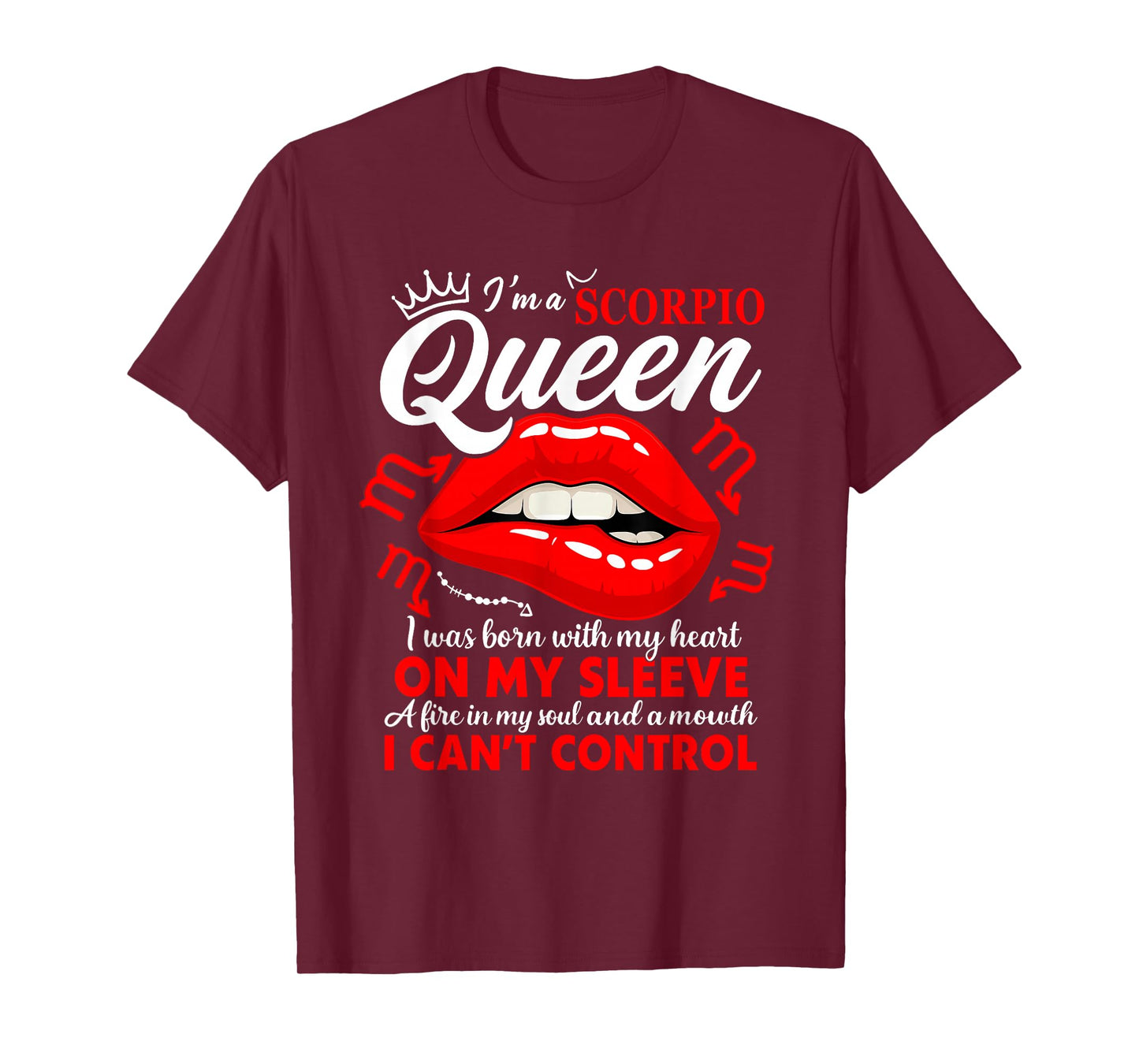 Scorpio Queen Zodiac Red Lip Birthday Graphic Men Women T-Shirt
