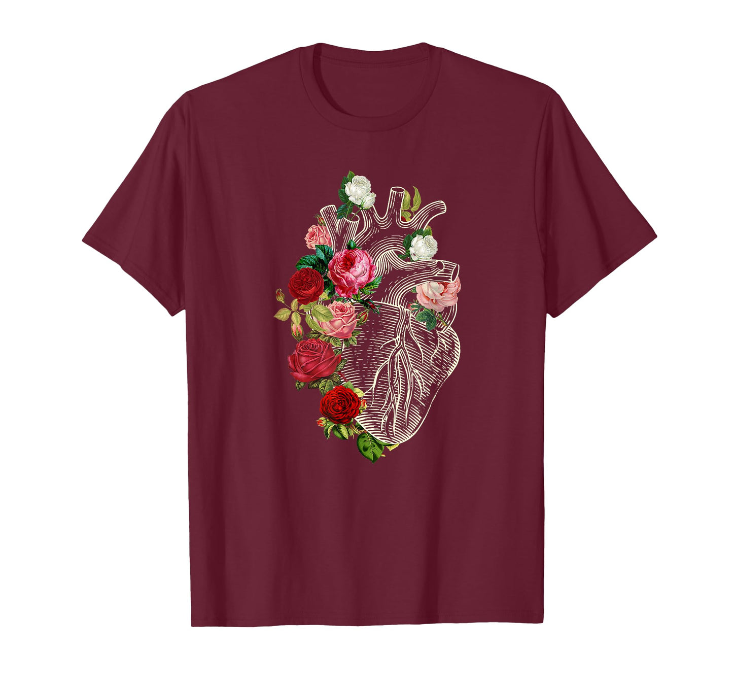 Anatomical Heart Floral Organ Cardiology Cardiac Nurse T-Shirt