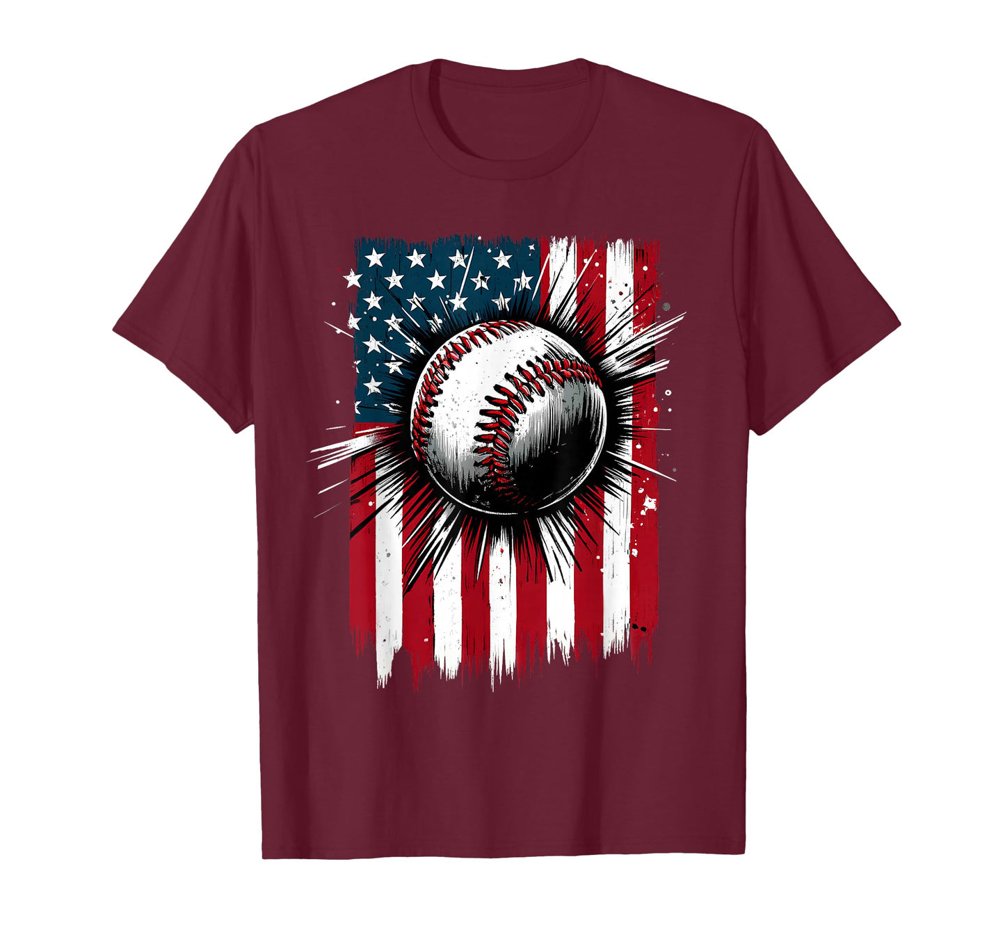 Patriotic Baseball 4th of July USA American Flag Men Boy Kid T-Shirt