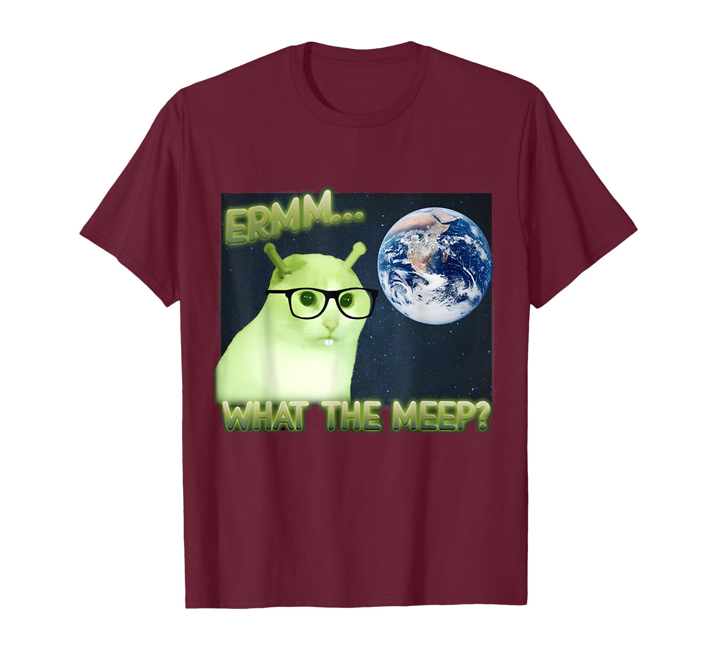 Erm What The Meep Cat & Cat FUNNY Earth T-Shirt
